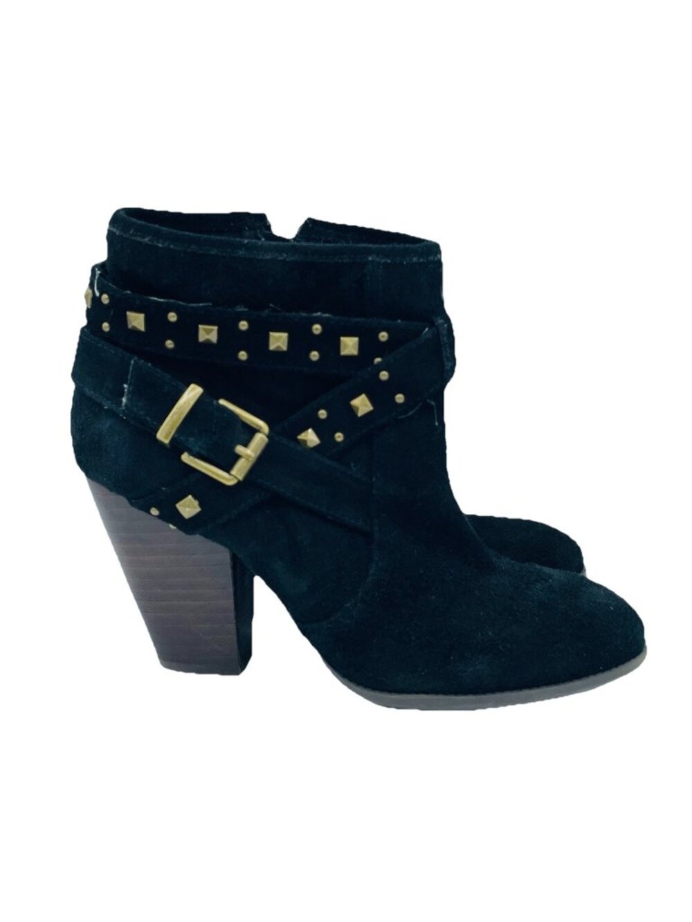 BCBGeneration Womens Size 7.5 B Black Leather Bakel Studded Heeled Ankle Booties